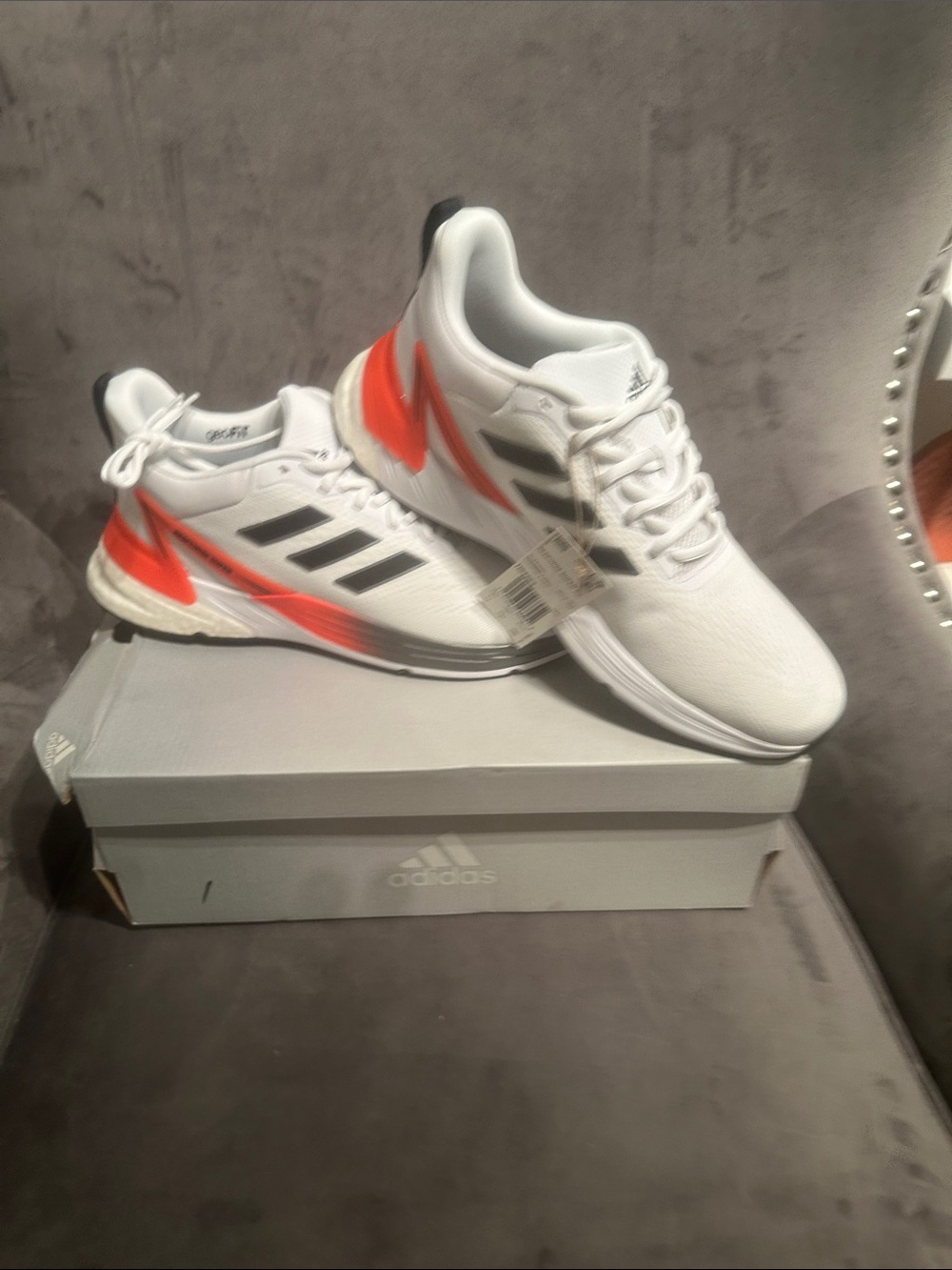 adidas Men’s White Sneakers with Orange Accents